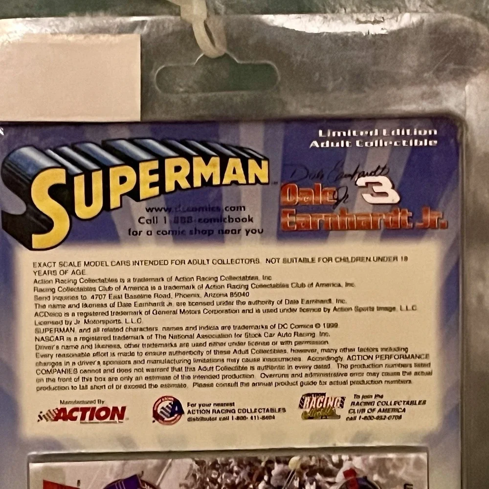 DALE EARNHARDT JR Superman Racing‎ NASCAR 3 Chevy 99 Monte Carlo 1/64 LTD